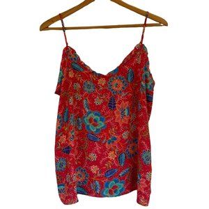 {Loft} Red Floral Tank Top - Medium